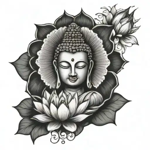 Buddha Woman Lotus Flower Half Sleeve