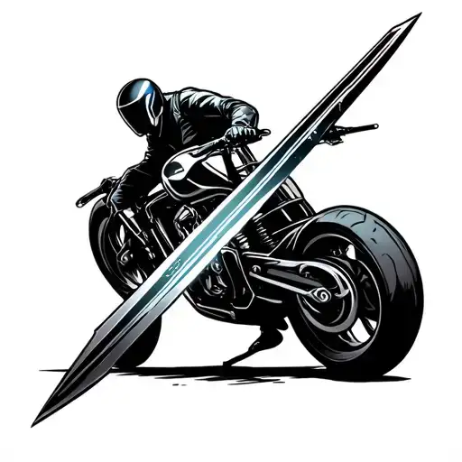 Tron Bike Driving Down A Sword