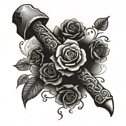 Giant Hammer Wrapped In Rose Vine