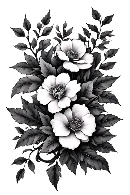 Vine Of Leaves And Flowers Wrap Around