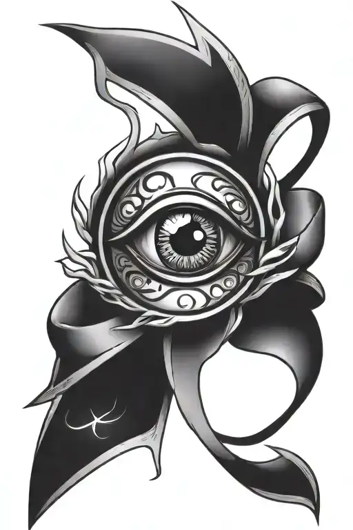 Cancer Symbol With Eye Inside Of Ribbon