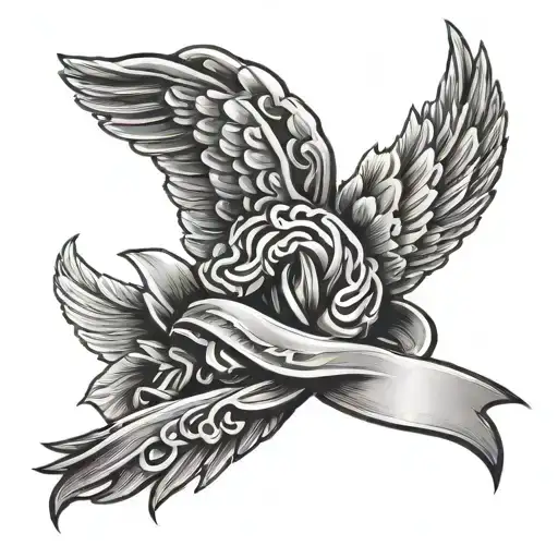 Brain Cancer Ribbon And Wing