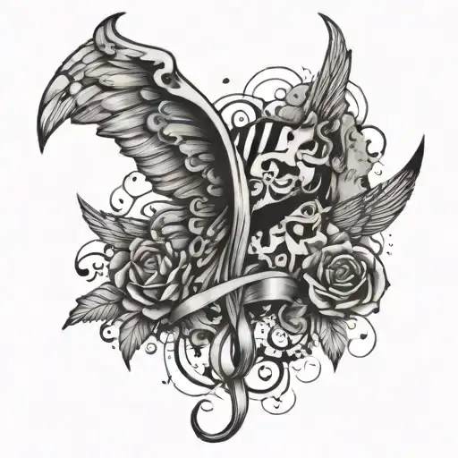 Brain Cancer Ribbon And Wing Trash Polka