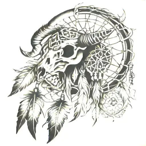 Dream Catcher On Longhorn Skull