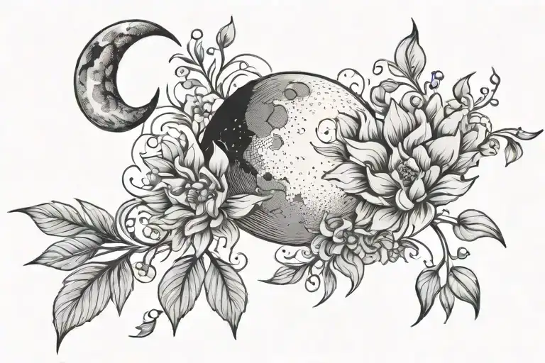 Fine Line Tattoo Moon Crescent