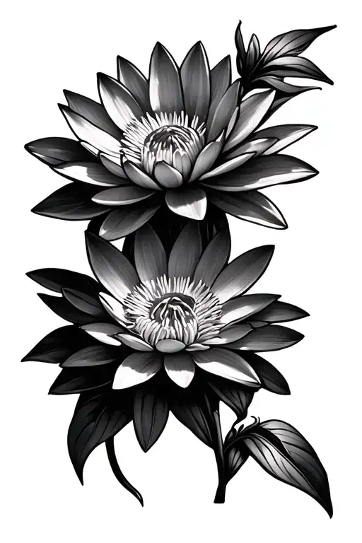 Aster And Water Lilly Flower