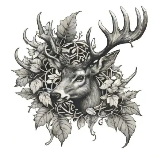 Deer Antlers Ivy Growing Inside