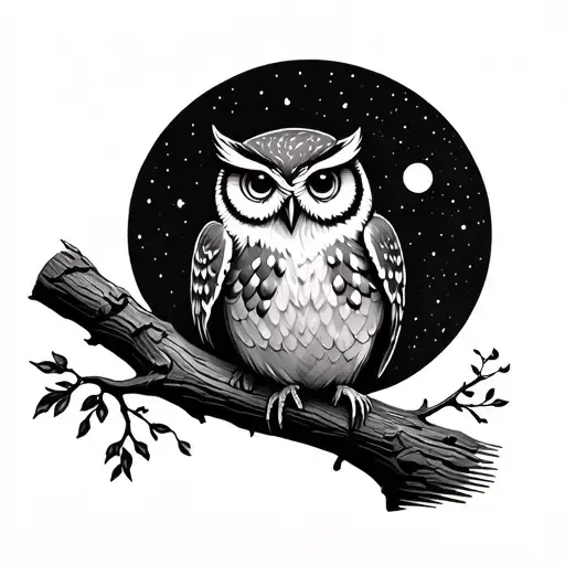 Owl With Moon