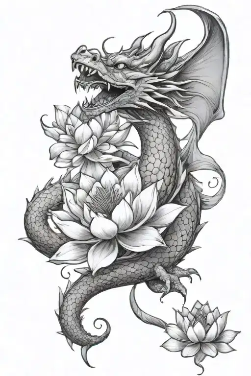 Dragon And Lotus Flower