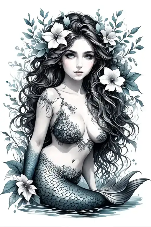 Mermaid With Flowers