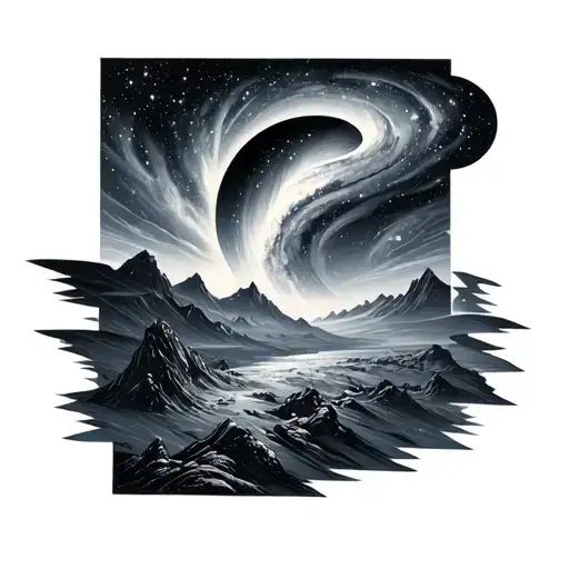 Aurora Borealis Leading Up To Space And Galaxies With Atlas