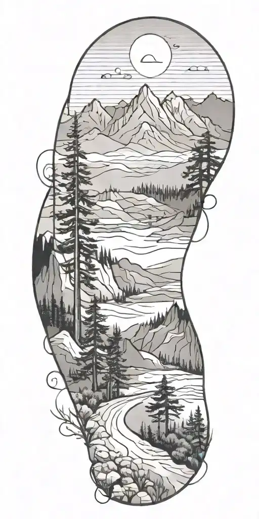 Mountain Range With Trees Transitions To Desert Landscape