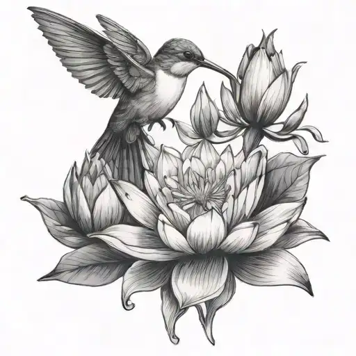 Hummingbird And Water Lily