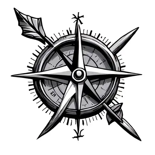 Compass And Arrow Tattoo Smal