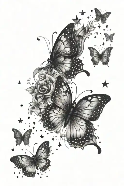 Butterflies With Stars In The Background