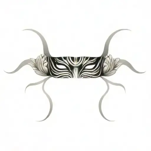 Japanese Oni Mask Featuring Spider Lillies