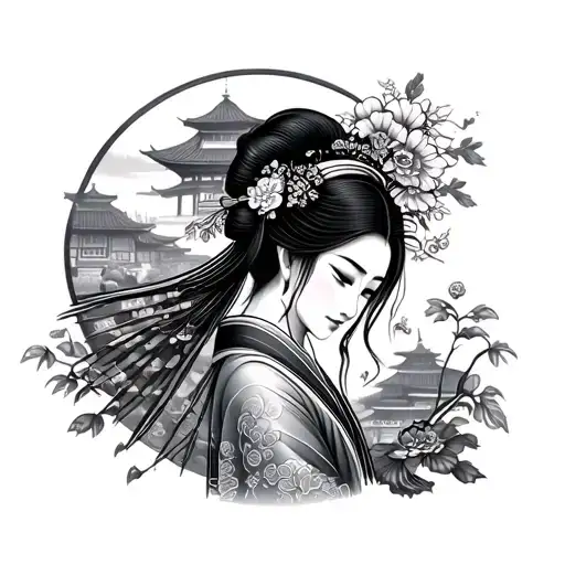 Geisha And Buddhist Temples