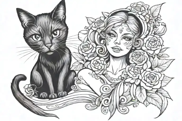 Black Cat With A Girl