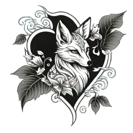 Kitsune Fox Surrounded By Heartstopper Leafs