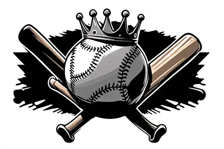 Baseball With Crown And Bats