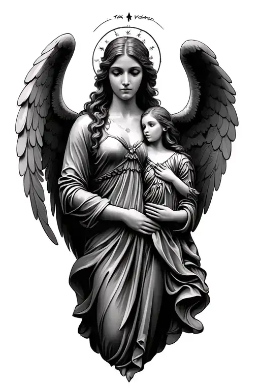 Woman Holding Guardian Angel