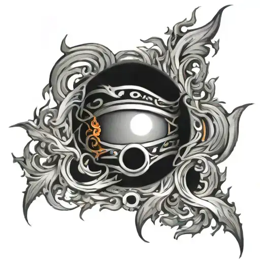 Simple Thigh Band - A Wall With Rings Of Fire Flames