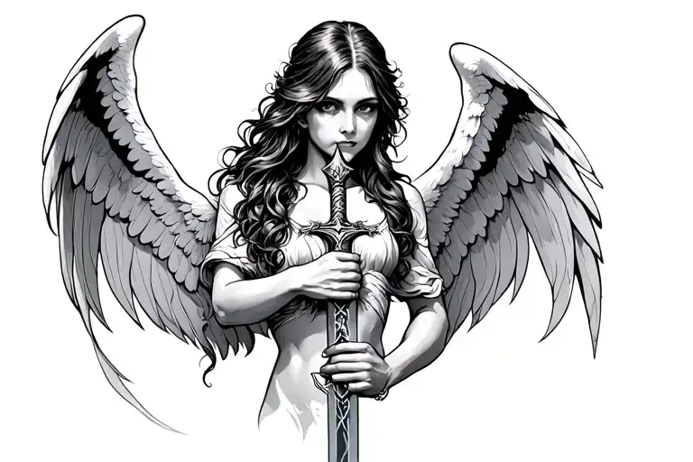 Fallen Angel Holding A Sword