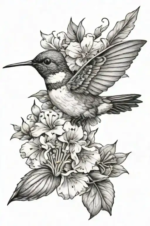 Primrose Butterfly Humming Bird With Flowers