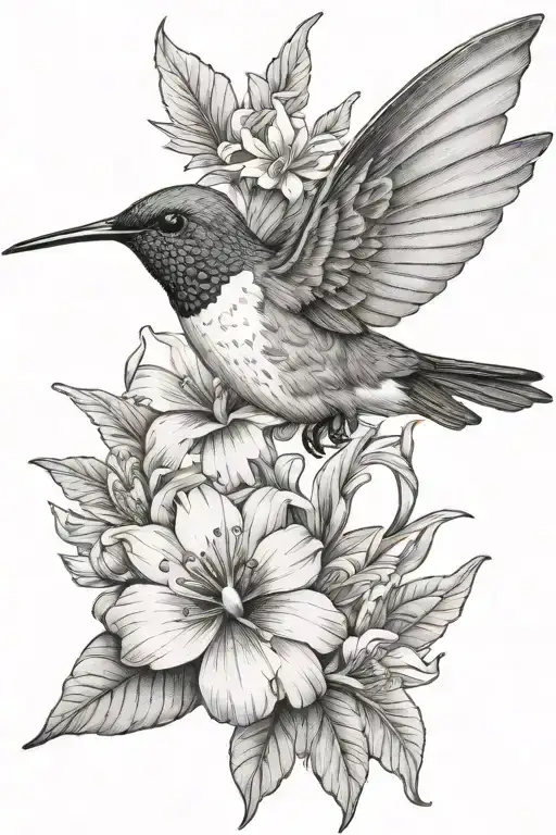 Primrose Butterfly Humming Bird With Flowers