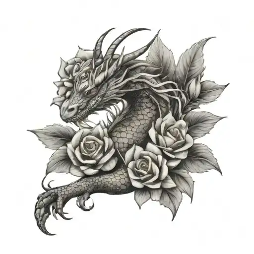 Feminine Dragon With Flowers