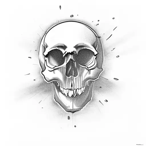Skull With A Psi Trident Stuck Coming Out Of The Mouth