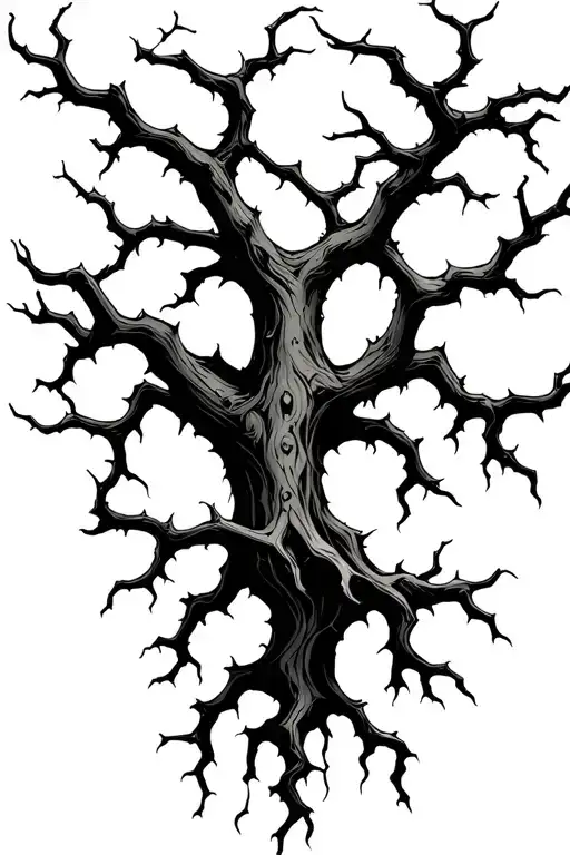 Poison Tree With Sharp Thorn Stricken Branches Reaching Down Growing Wider Towards The End