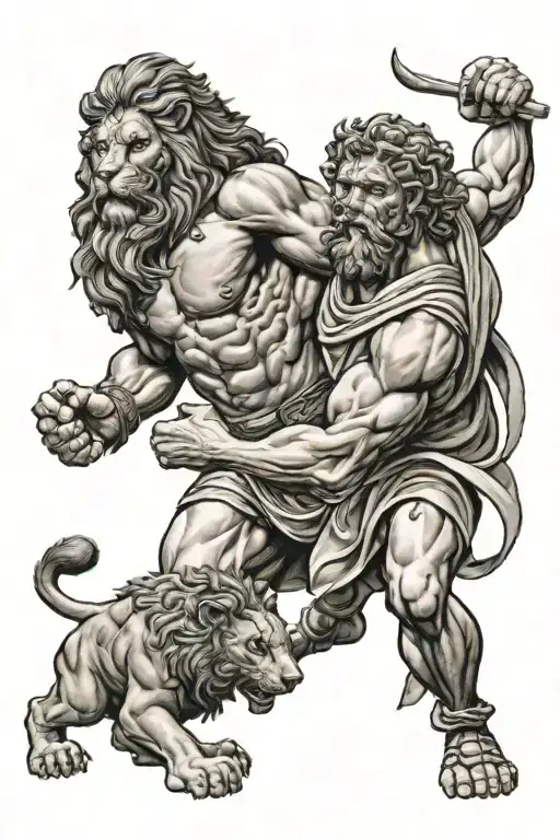 Hercules And The Lion Mixed