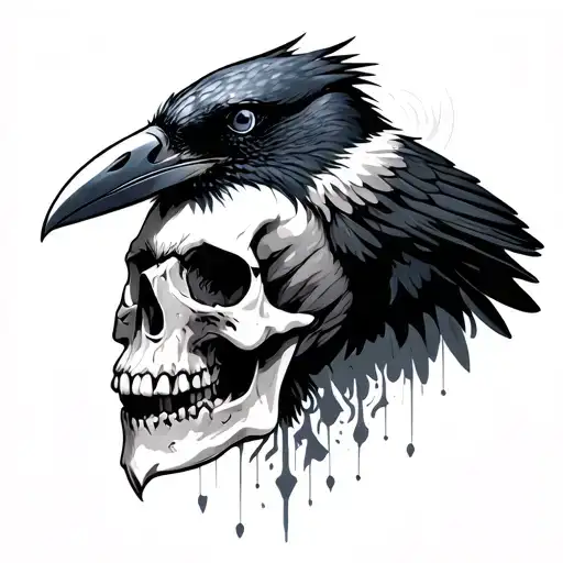 Raven And Skull Surrounded