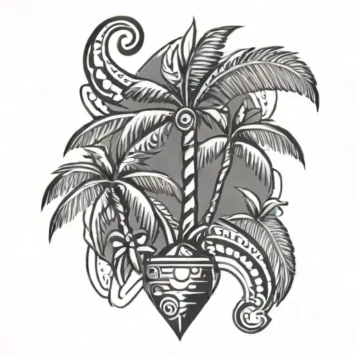 Palm Tree Dominican Puerto Rican Taino Symbol Surrounded