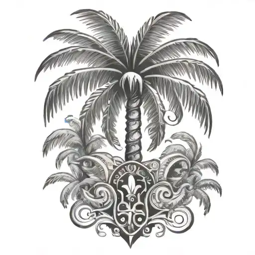 Palm Tree Dominican Puerto Rican Taino Symbol Surrounded