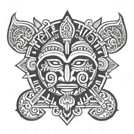 Taino Symbol With Dominican Crest Incorporating Elements