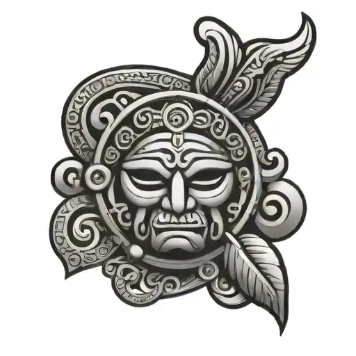 Taino Symbol With Dominican Crest Featuring Symbols