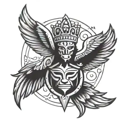 Taino Symbol With Dominican Crest Heraldry Crown Wings