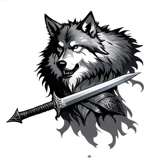 Warrior Weilding A Sword Wearing Wolf Skin