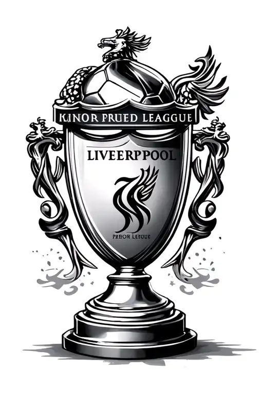 Liverpool Premier League Football Trophy Tattoo Design