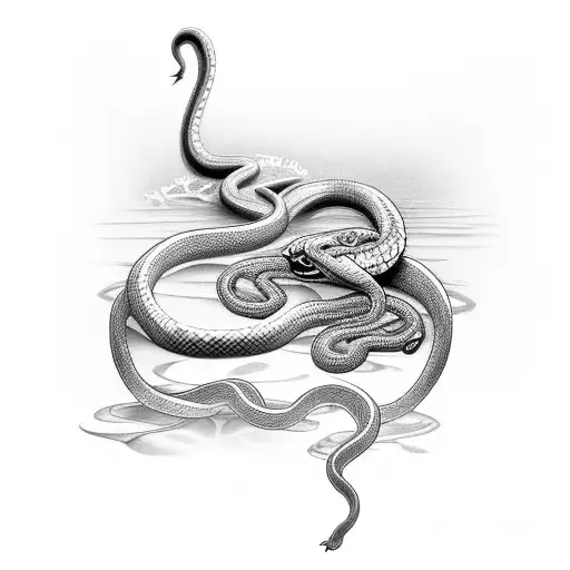 Snake Coiling Around Lotus