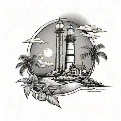 Palm Tree Lighthouse Surrounded