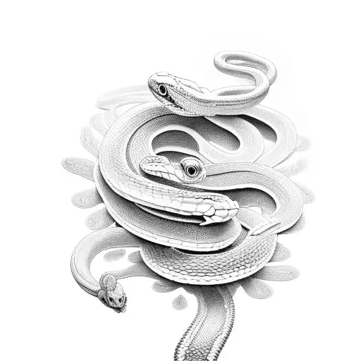 Snake Coiling Around Chrysanthemums