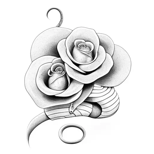 Snake Coiling In Flowers