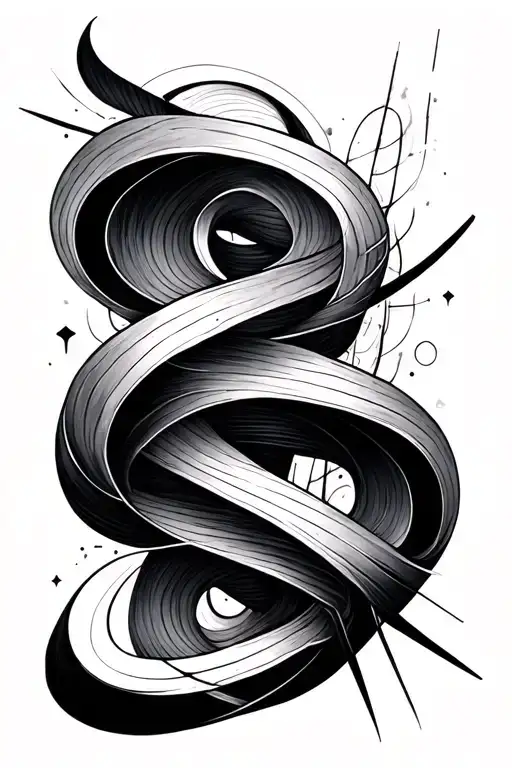 Fine Line Tattoo Double Helix Geometric Shapes