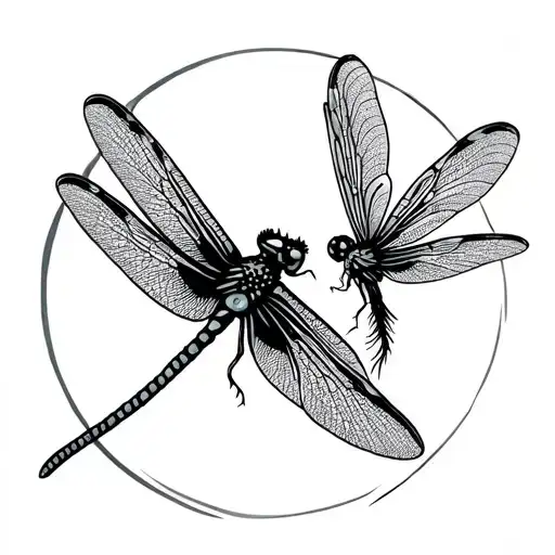 Two Dragonflies Circle