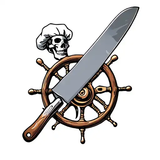 Chef Knife Chef Apron Pale Color Skeleton And Steering Wheel