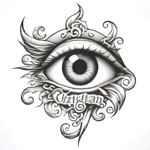 The Name Christian With An Eye Symbol Integrated