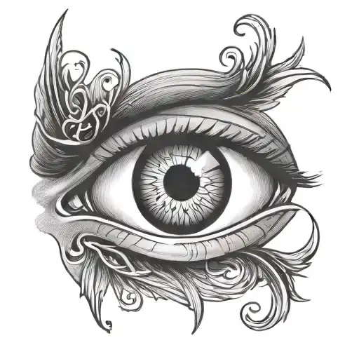 An Eye With The Name Christian Underneath It Has Thin Cords